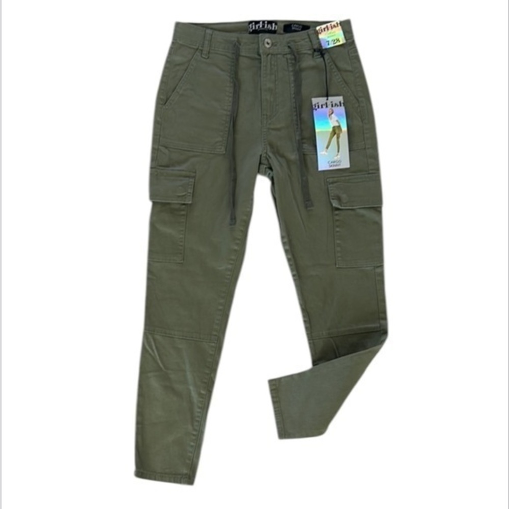 Girl-ish green cargo skinny jeans size 28 NWT